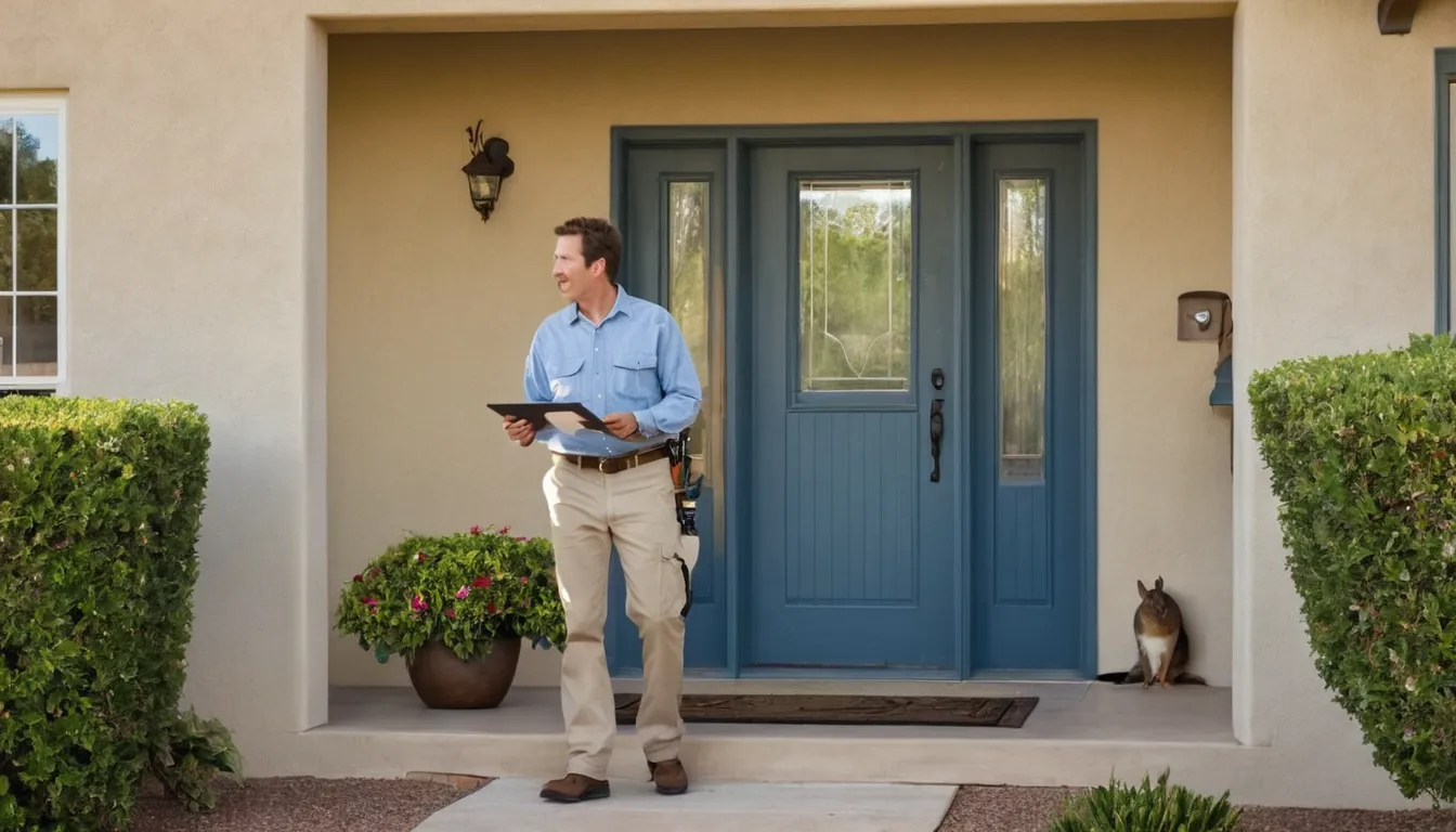 A homeowner in Scotts Valley talking calmly with a pest control provider at the front door